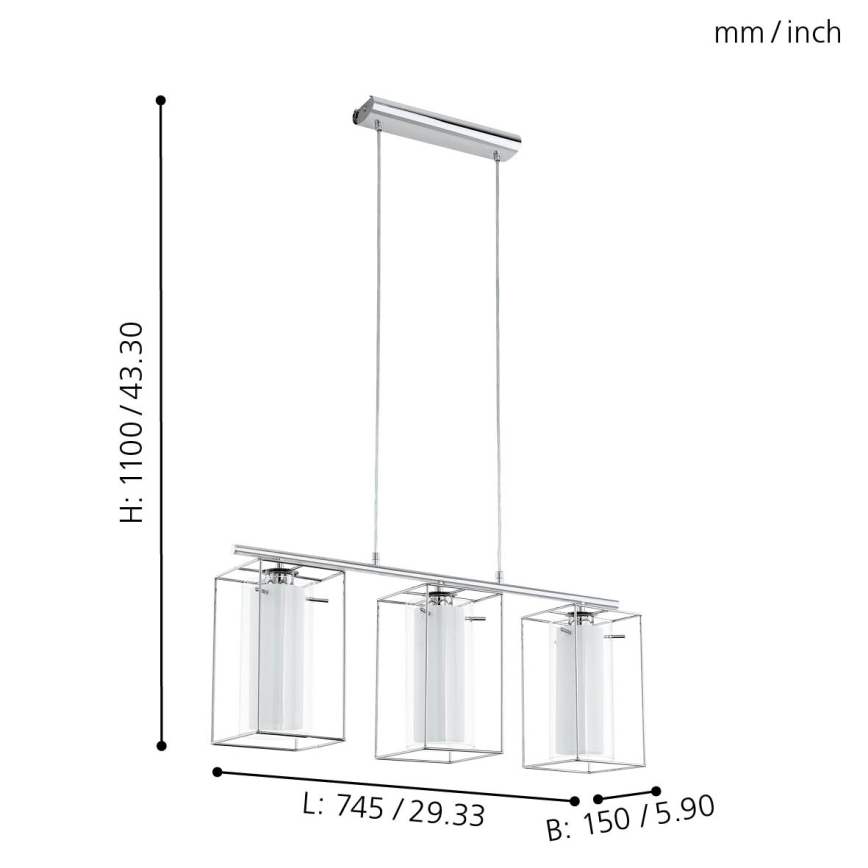 Eglo - Chandelier 3xE27/60W/230V