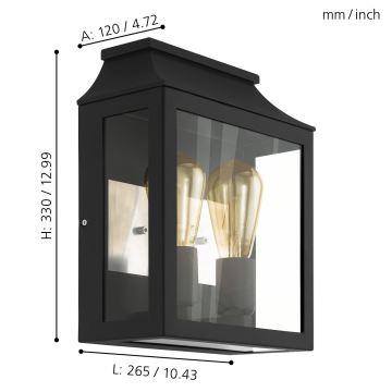 Eglo - Outdoor wall light 2xE27/60W/230V