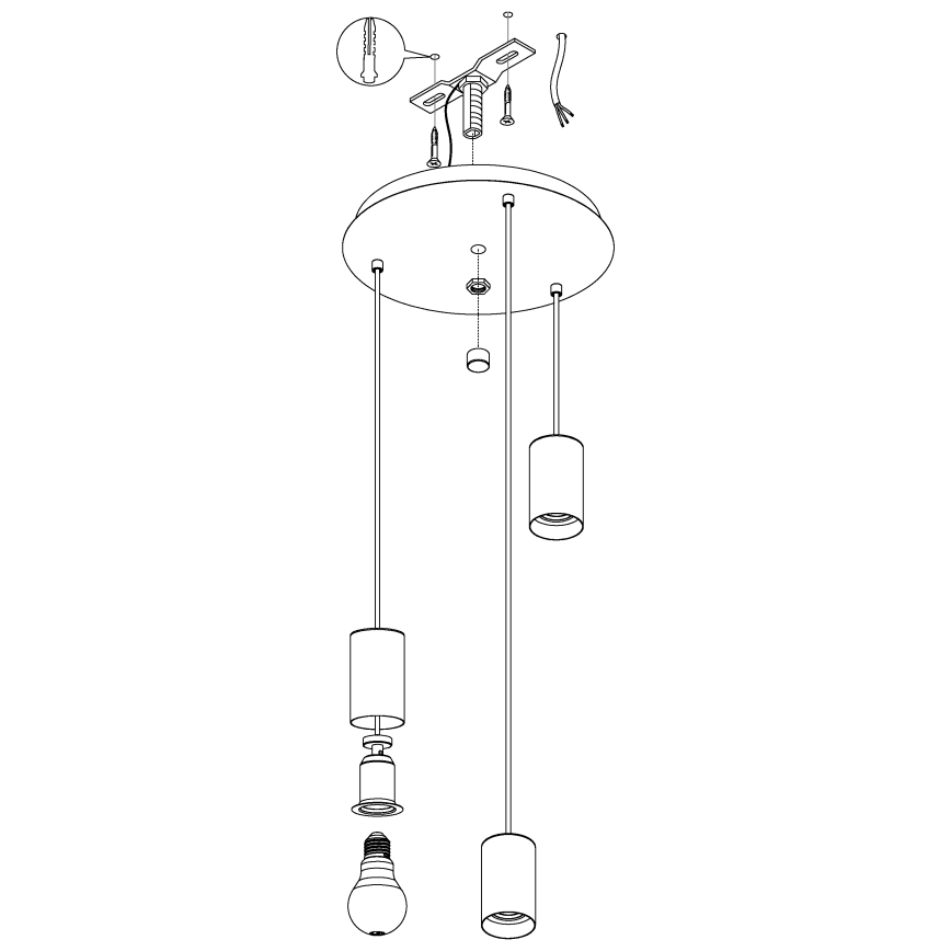 Eglo - Chandelier on a string 3xE27/40W/230V