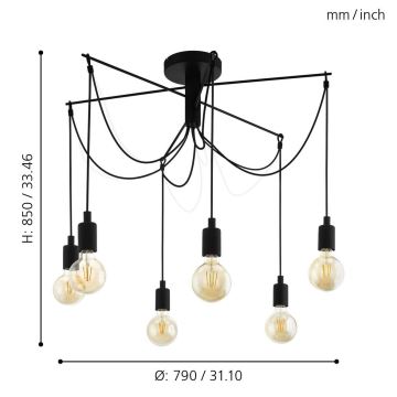 Eglo - Chandelier on a string 6xE27/60W/230V