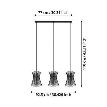 Eglo - Chandelier on a string 3xE27/40W/230V black