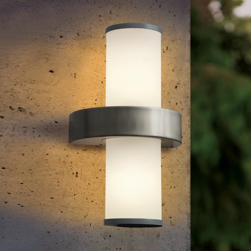 Eglo - Outdoor wall light 2xE27/60W silver / white