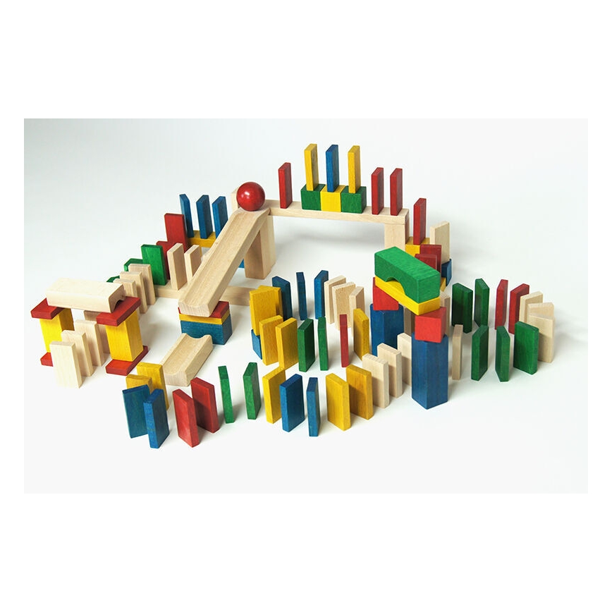 EkoToys - Wooden dominoes colorful 430 pcs