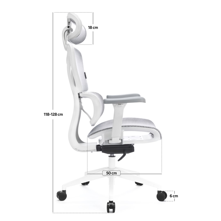 Ergonomic office chair LEVANO grey/white/black