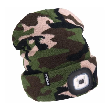 Extol - Hat with a headlamp and USB charging 300 mAh camouflage size UNI