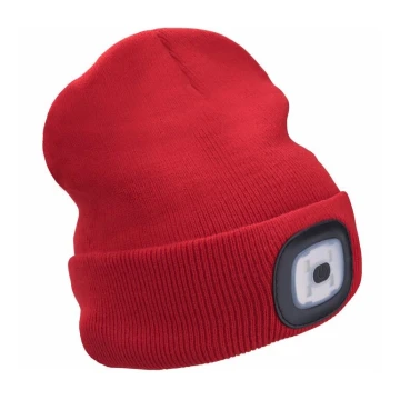 Extol - Hat with a headlamp and USB charging 300 mAh red size UNI
