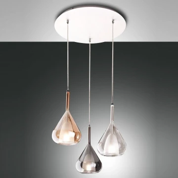 Fabas Luce 3481-47-297 - Chandelier on a string LILA 3xE27/40W/230V gold/grey/clear