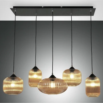 Fabas Luce 3627-48-125 - Chandelier on a string GILLIS 5xE27/40W/230V gold/black