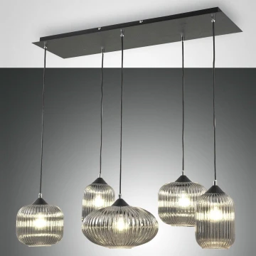 Fabas Luce 3627-48-126 - Chandelier on a string GILLIS 5xE27/40W/230V grey/black