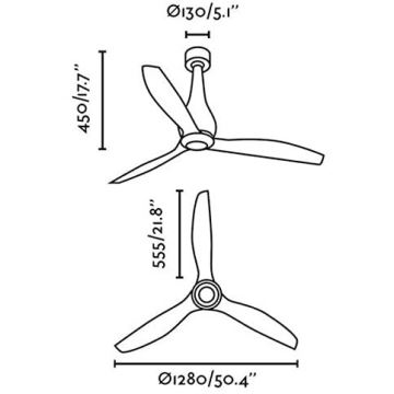 FARO 32027 - Ceiling fan MINI ETERFAN black/clear d. 128 cm + remote control