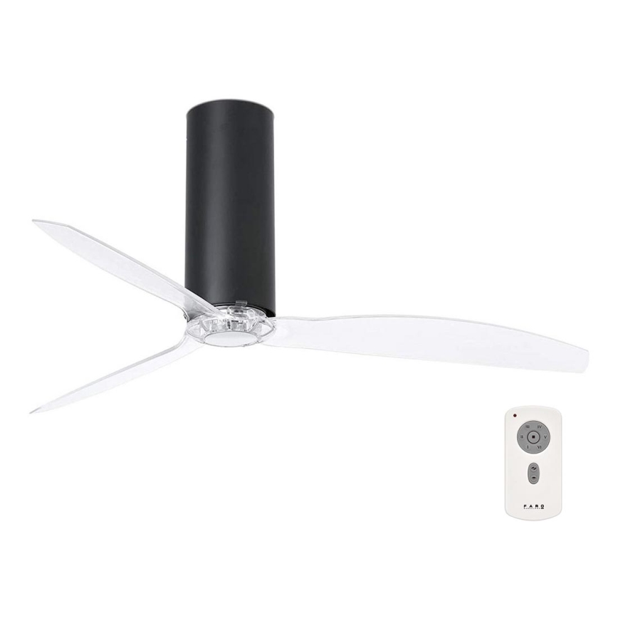 FARO 32036- Ceiling fan TUBE FAN black/clear d. 128 cm + remote control