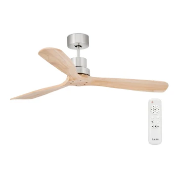 FARO 33373DC - Ceiling fan LANTAU wood/matte chrome d. 132 cm + remote control