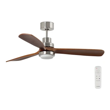 FARO 33463DC - LED Ceiling fan LANTAU LED/12W/230V wood/matte chrome d. 168 cm + remote control