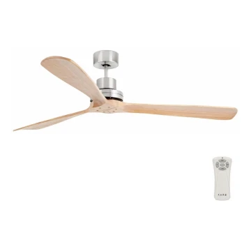FARO 33504DC - Ceiling fan LANTAU XL wood/chrome d. 168 cm + remote control