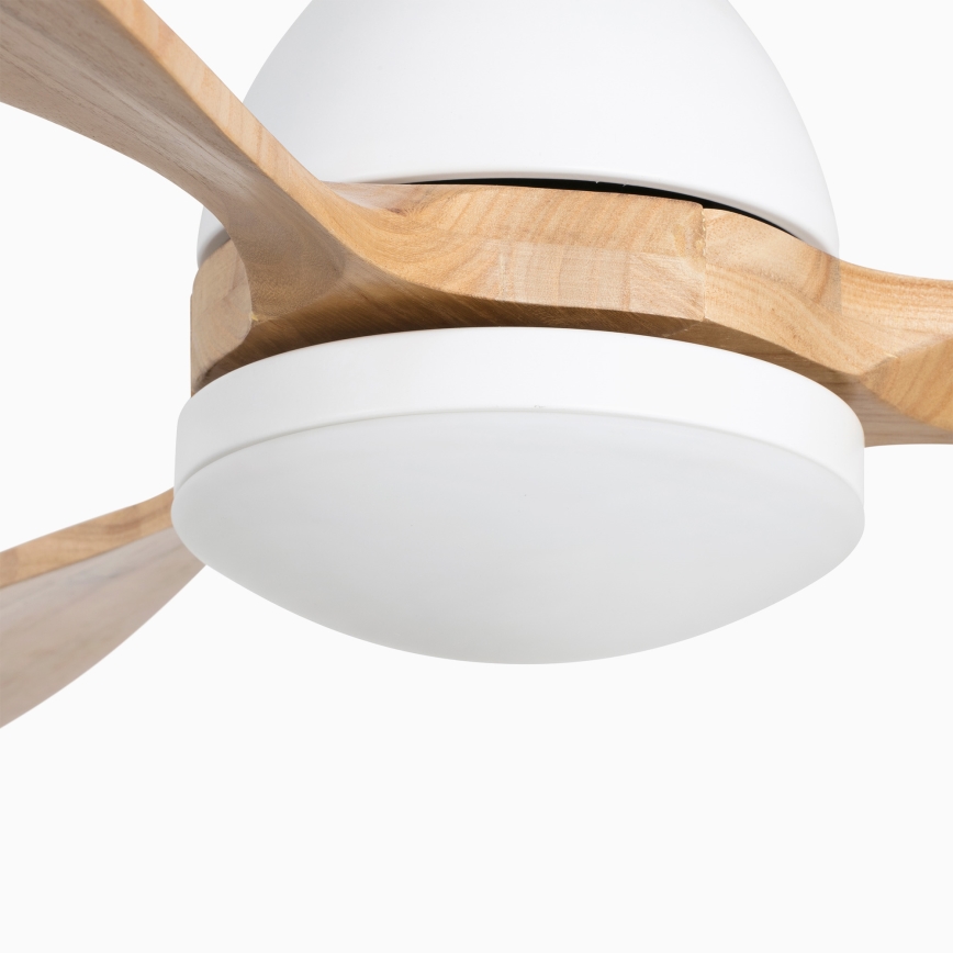 FARO 33524WP - LED Ceiling fan POROS L LED/19W/230V wood/white d. 132 cm SMART + remote control