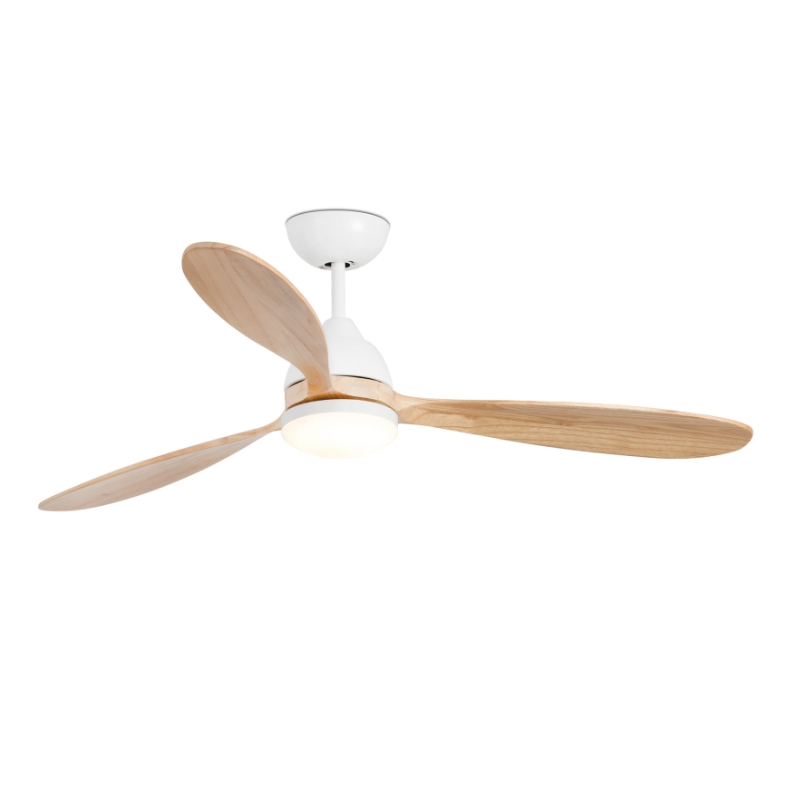 FARO 33524WP - LED Ceiling fan POROS L LED/19W/230V wood/white d. 132 cm SMART + remote control