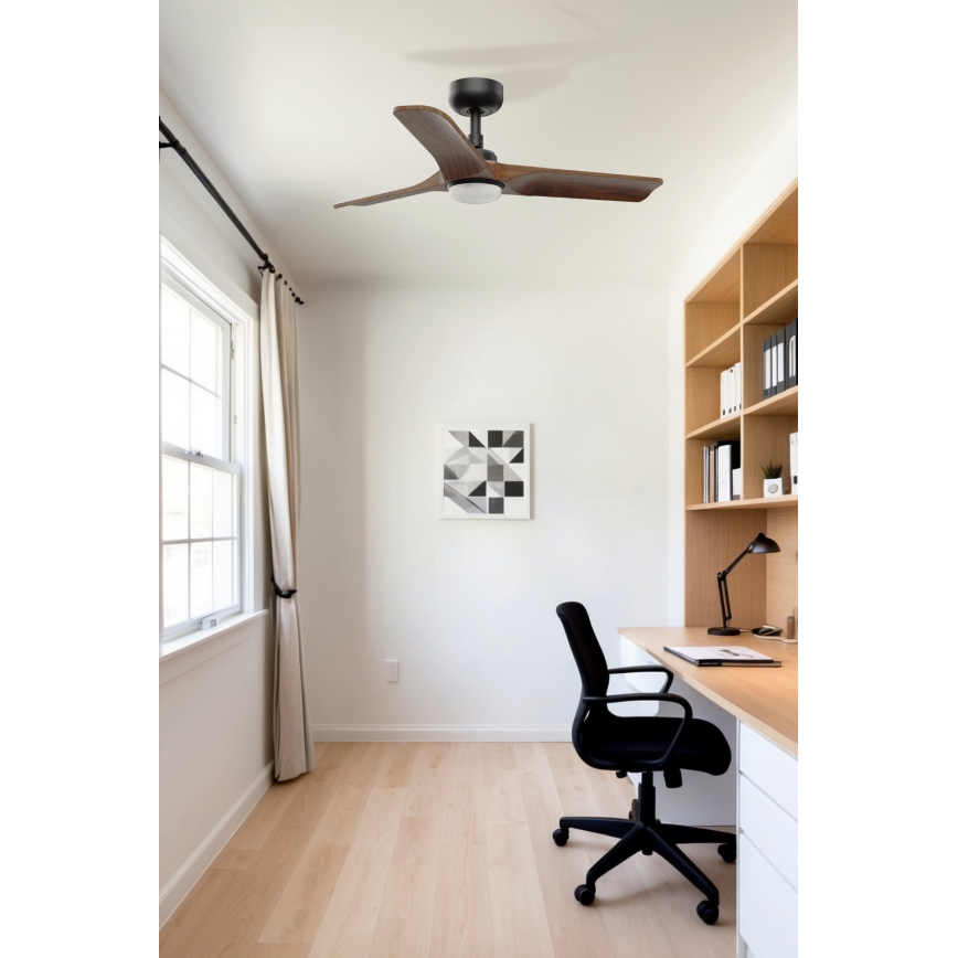 FARO 33806-1TW - LED Dimmable ceiling fan HEYWOOD S LED/10W/230V 2700/4000/6000K wood/black d. 90 cm + remote control