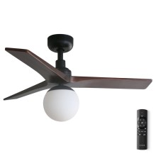 FARO 34278-11L - Ceiling fan KLIM S 1xE27/15W/230V wood/black d. 92,5 cm + remote control