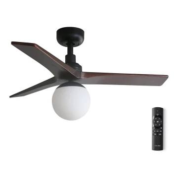 FARO 34278-11L - Ceiling fan KLIM S 1xE27/15W/230V wood/black d. 92,5 cm + remote control