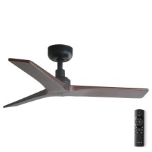 FARO 34278WP - Ceiling fan KLIM S wood/black 92,5 cm + remote control