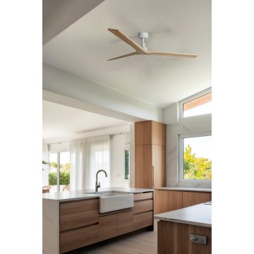 FARO 34279WP - Ceiling fan KLIM L wood/white d. 150 cm SMART + remote control