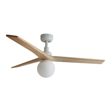 FARO 34280-11L - Ceiling fan KLIM M 1xE27/15W/230V wood/white d. 125 cm + remote control