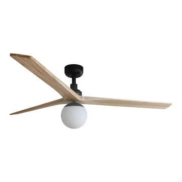 FARO 34282-11L - Ceiling fan KLIM L 1xE27/15W/230V wood/black d. 150 cm + remote control