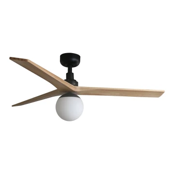 FARO 34283-11L - Ceiling fan KLIM M 1xE27/15W/230V wood/black d. 125 cm + remote control