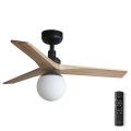 FARO 34284-11L - Ceiling fan KLIM S 1xE27/15W/230V wood/black d. 92,5 cm + remote control