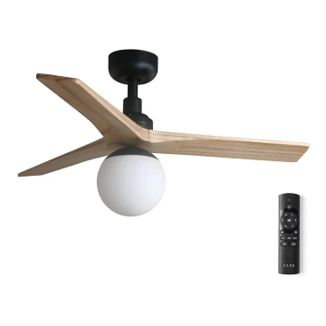 FARO 34284-11L - Ceiling fan KLIM S 1xE27/15W/230V wood/black d. 92,5 cm + remote control