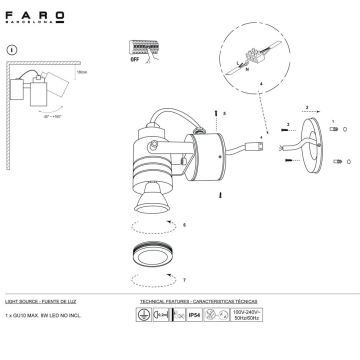 FARO 70260 - Outdoor wall light LIT 1xGU10/8W/230V IP54