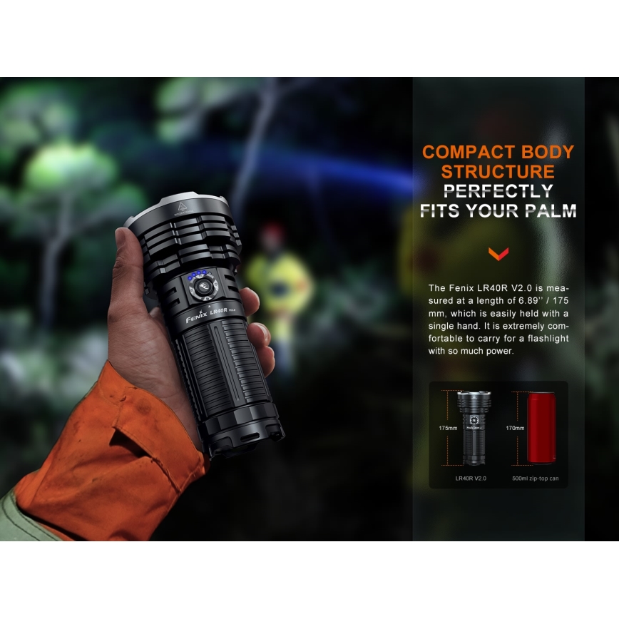 Fenix LR40RV20 - LED Rechargeable flashlight LED/USB IP68 15000 lm 177 h