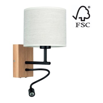 Flexible light BOHO 1xE27/25W + LED/1W/230V oak – FSC certified