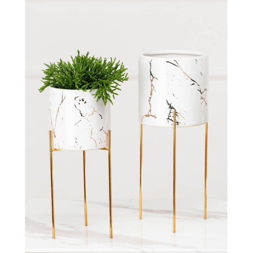 Flower stand NILA 28x11 cm white/gold