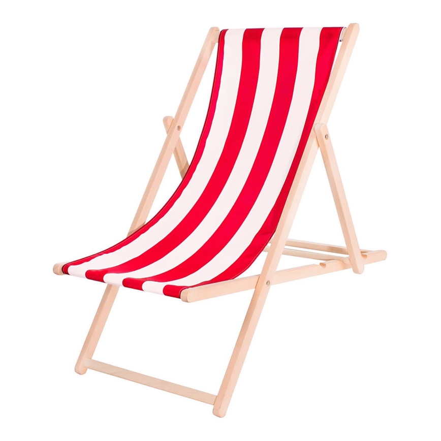 Garden lounger red/white/beech