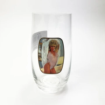 Glass with a woman motif