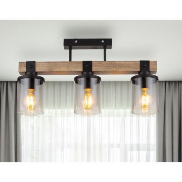 Globo - Surface-mounted chandelier 3xE27/60W/230V oak