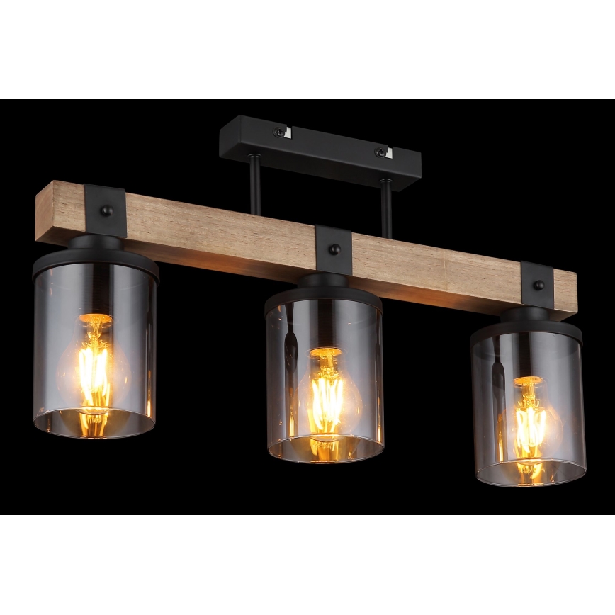 Globo - Surface-mounted chandelier 3xE27/60W/230V oak