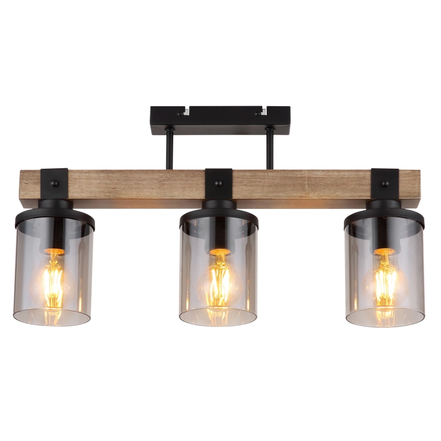 Globo - Surface-mounted chandelier 3xE27/60W/230V oak