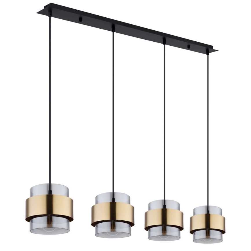 Globo - Chandelier on a string 4xE27/60W/230V black/brass