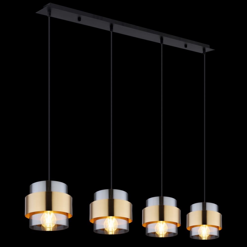 Globo - Chandelier on a string 4xE27/60W/230V black/brass