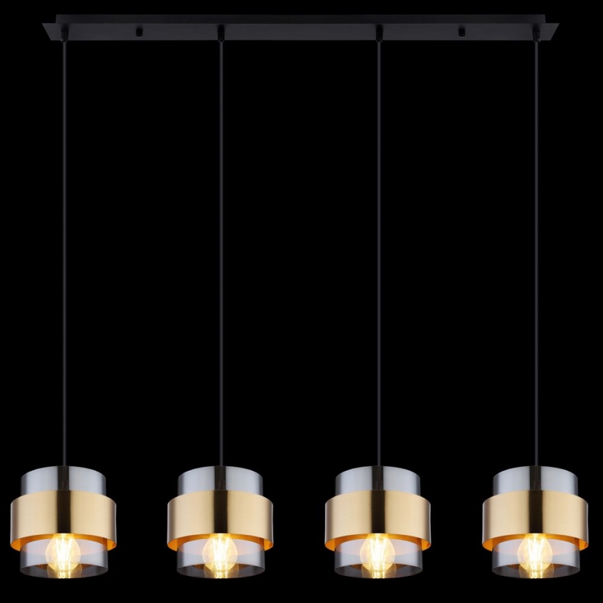 Globo - Chandelier on a string 4xE27/60W/230V black/brass