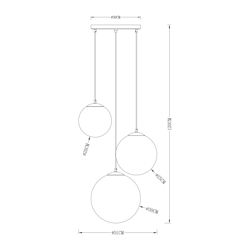 Globo - Chandelier on a string 3xE27/40W/230V d. 51 cm