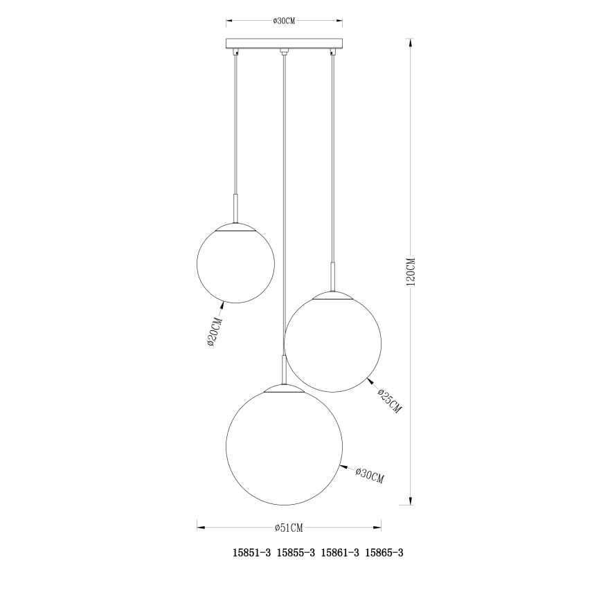 Globo - Chandelier on a string 3xE27/40W/230V d. 51 cm