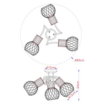 Globo - Surface-mounted chandelier 3xE27/40W/230V