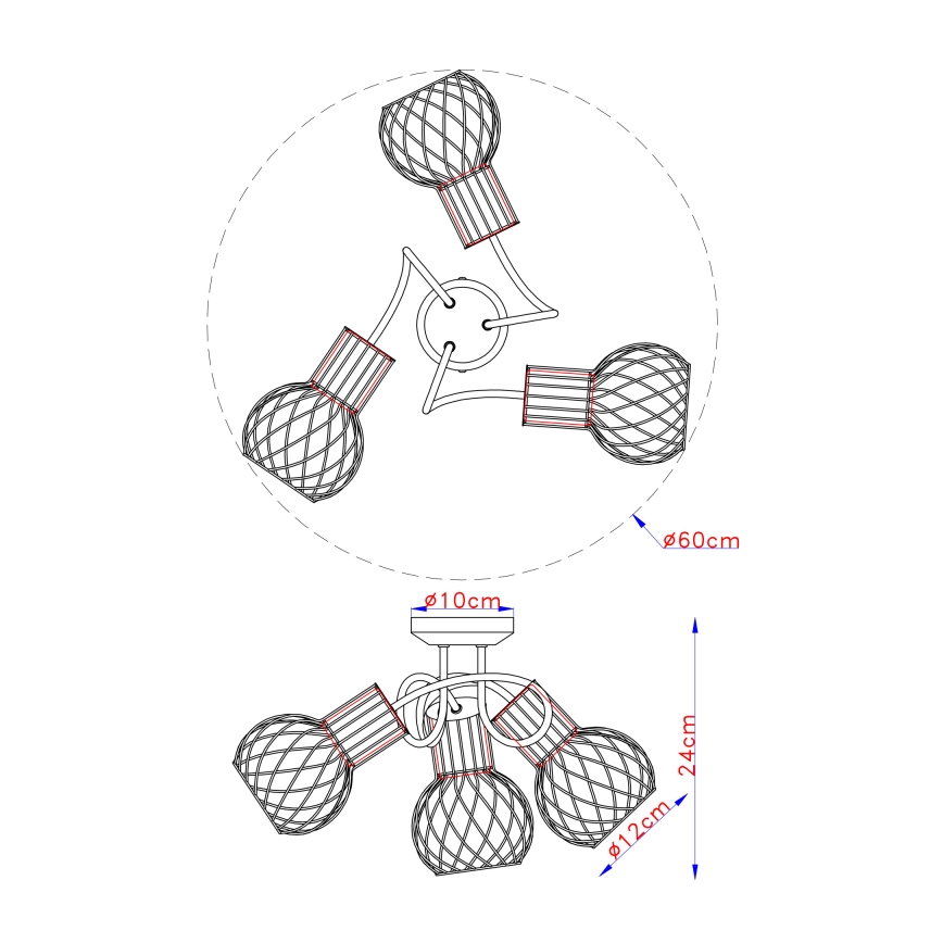 Globo - Surface-mounted chandelier 3xE27/40W/230V