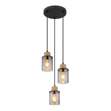 Globo - Chandelier on a string 3xE27/15W/230V oak