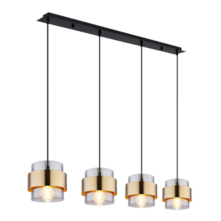 Globo - Chandelier on a string 4xE27/60W/230V black/brass