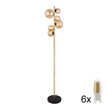 Globo - LED Floor lamp 6xG9/3W/230V brass