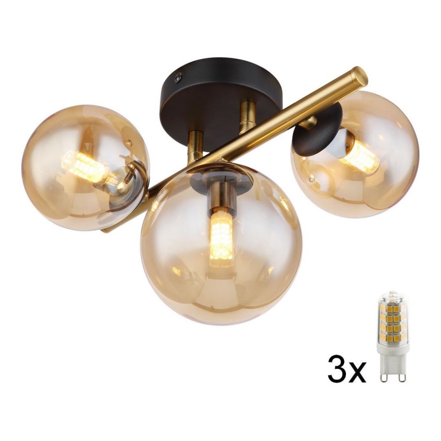 Globo - LED Surface-mounted chandelier 3xG9/3W/230V brass